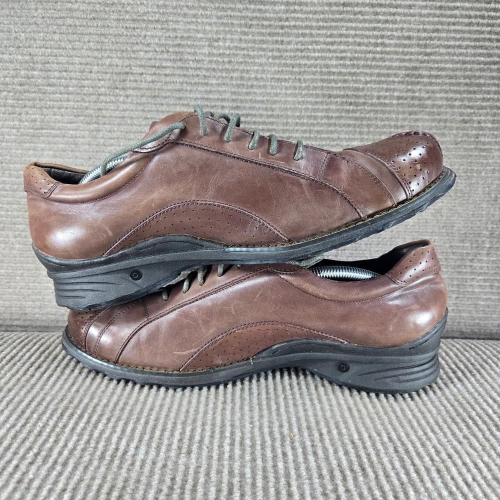 Gravity Defyer Mens 11.5 Brown Leather Perforated Lace Up Oxford Walking Shoes